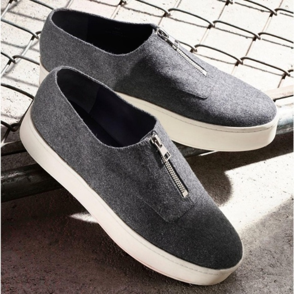 Vince • Grey Flannel Felt Zipper Warner Platforms